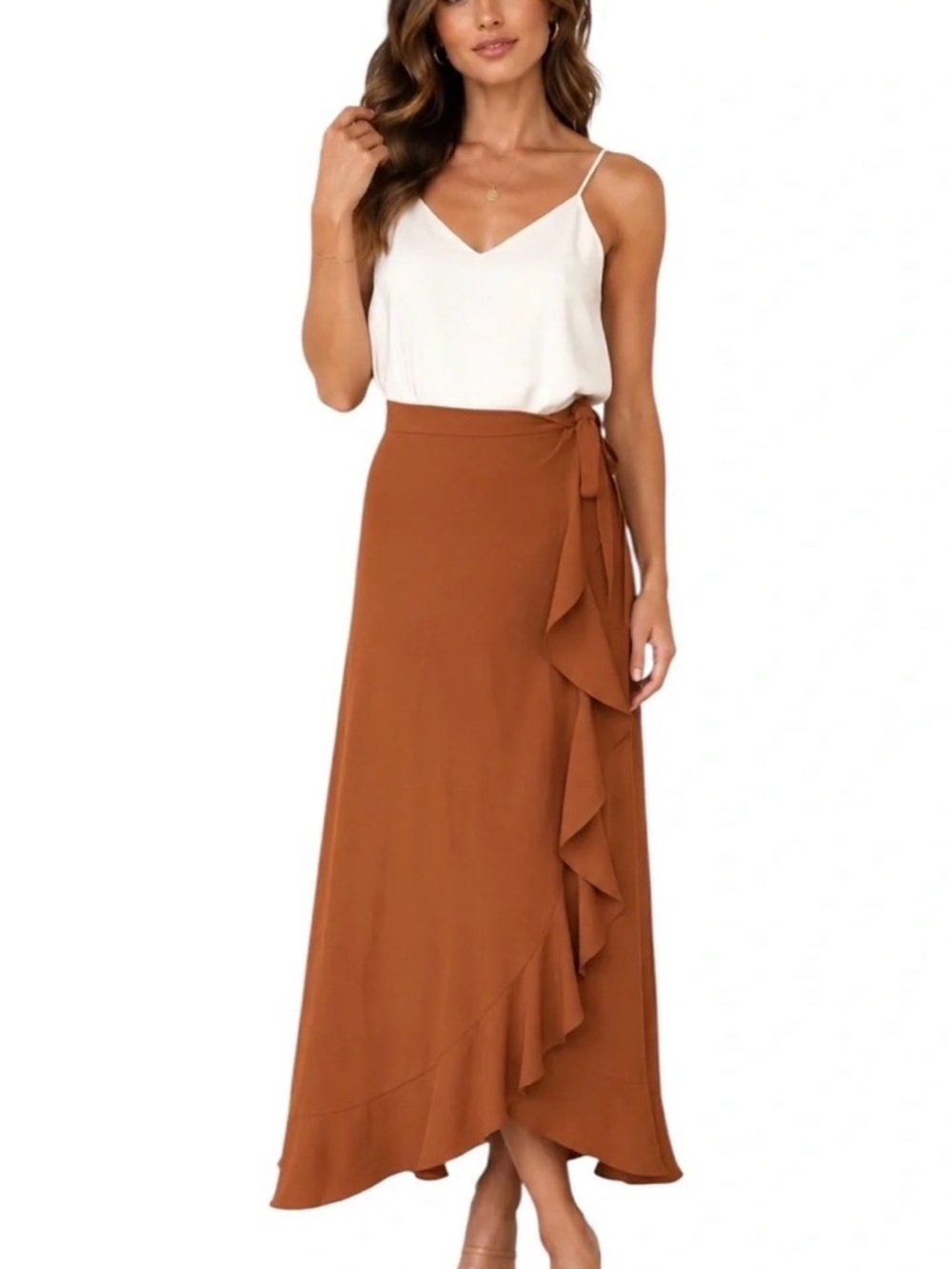 Amanda Uprichard Camel Wrap Maxi Skirt Size XS
